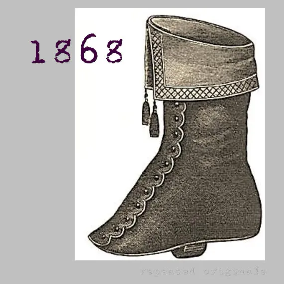 Ladies Overshoe, Gaiter or Spats - Victorian Reproduction PDF Pattern - 1860's - made from original 1868 Harper's Bazar pattern by RepeatedOriginals steampunk buy now online