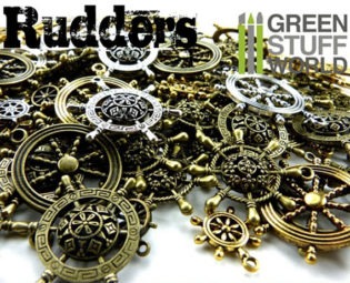Set 85gr. - RUDDER HELM Beads Mix - 20-28 units - sizes 1.5-4cm - Sea Wheels Steampunk set by GreenStuffWorld steampunk buy now online