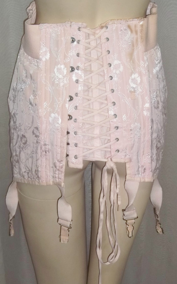 Vintage Gossard Pink Corset Boning Lace Up Girdle Garters 27 by ShonnasVintage steampunk buy now online
