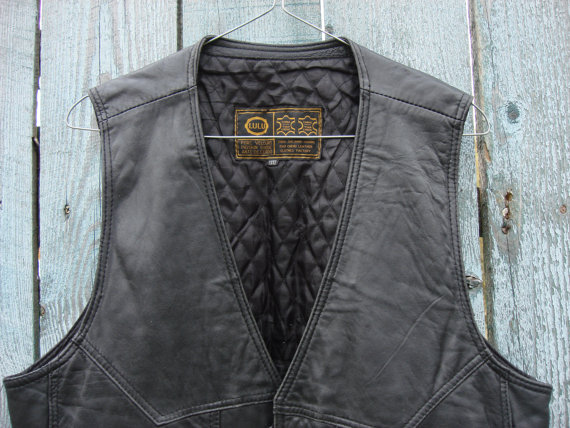 Vintage Black Soft Leather Vest Western Fitted Waistcoat Button Up Classic Biker Motorcycle Vest classic leather Waistcoat Size xxxl by OldMoscowGallery steampunk buy now online