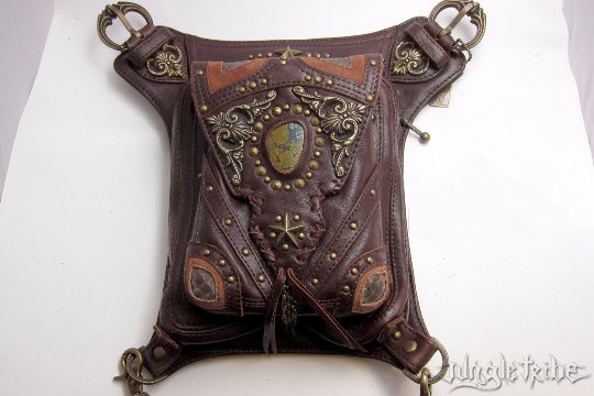 Vintage Vibes blasting bag in brown leather by JungleTribe steampunk buy now online