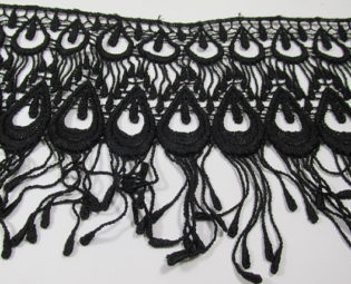 Black Peacock Venice Lace - 6 inches long for Costume or Burlesque Trim (1 yard) by OdysseyCache steampunk buy now online