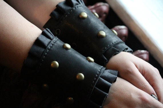 Leather Cuffs Bracers Viking Valkyrie Steampunk Victorian by Leatherheads steampunk buy now online