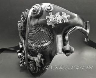 New Steampunk Style Black Silver Phantom Half Face Men Masquerade Costume Party Mask by AntbeesMask steampunk buy now online