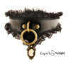 Cameo BDSM Collar Black Leather Lace Steampunk BDSM Bondage Hand Made in USA - Beautiful Victorian Slave and Fetish Choker Snaps/Locking by LiquidNymph steampunk buy now online