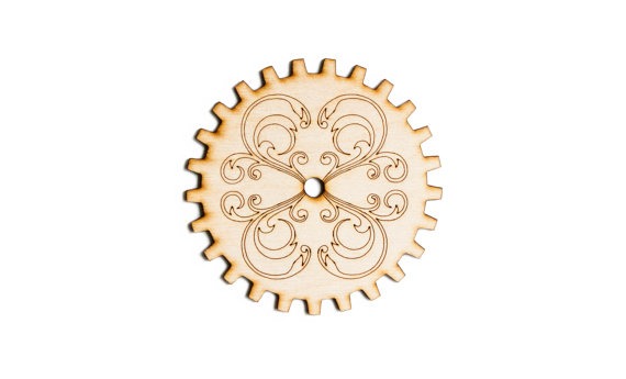 Plywood SteamPunk Gears, Craft Gears, Wood Gears, Laser Cut - 1qty - 4 Inch (10.16cm) - Solid Filigree Gear - by YourSteampunk steampunk buy now online