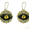 Dragon eye antique style bronze tone genuine leather earrings with dragon eye. Halloween leather earrings. Dangle earrings. Leather earrings by LeasBoutique steampunk buy now online