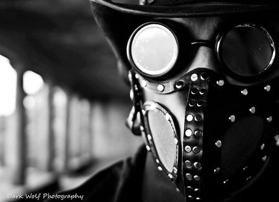 Leather Respirator Style Mask with Mesh Inserts by JacklynHyde steampunk buy now online
