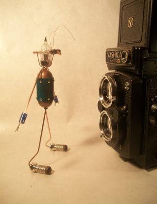 Robot, Steampunk, Sculpture, Vintage, Vacuum Tube, Bendable Arms and Legs, Collectible Figure, Insectobot by CopperWoodNow steampunk buy now online