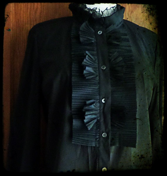 Black Victorian Steampunk Ruffle Blouse by HarmonyLoveGifts steampunk buy now online