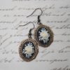 BLACK FLOWER cameo earrings - Gothic victorian vintage style - steampunk buy now online