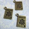 10 passport pendant charms, brass plated, 12x16mm wide (lead and nickel free) steampunk buy now online