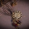 Brass floral medallion pendant. Handmade vintage assemblage necklace steampunk buy now online