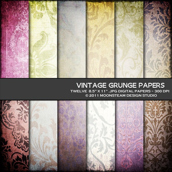 Vintage Grunge Digital Backgrounds Vintage Wallpaper Digital Scrapbook Paper, 8.5x11 or 12x12 or A4, Personal or Commercial Use steampunk buy now online