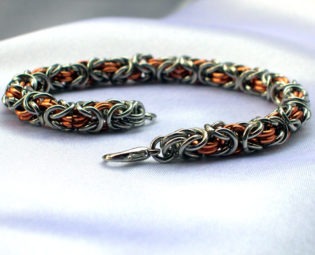 Byzantine Chainmaille Bracelet, Copper and Aluminum steampunk buy now online