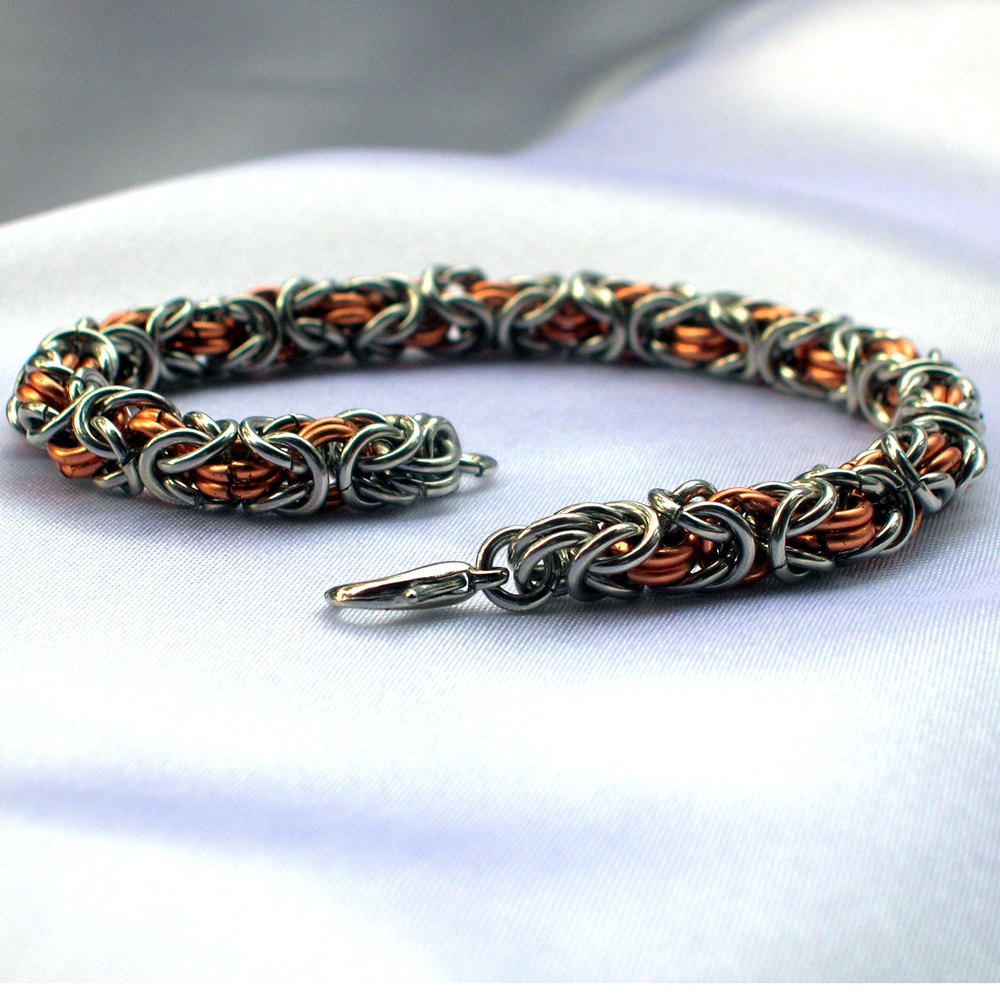 Byzantine Chainmaille Bracelet, Copper and Aluminum steampunk buy now online