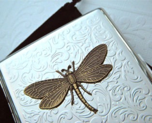 Cigarette Case Dragonfly Mixed Metals Big Double Size Silver Plated Art Nouveau Rustic Brass Insect Gothic Victorian Steampunk Accessories steampunk buy now online