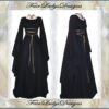 Sale ~ Medieval/Renaissance Black Trumpet Sleeve Costume Gown, Custom made to order in your Color. steampunk buy now online