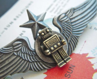 Steampunk Pin Robot Pin Flight Wings Flying Star Badge Mixed Metals Brass & Pewter steampunk buy now online