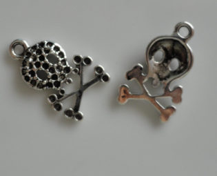 8 Skull Crossbones Charm Pendant Antique Silver Color Tibetan Style 1 Inch steampunk buy now online