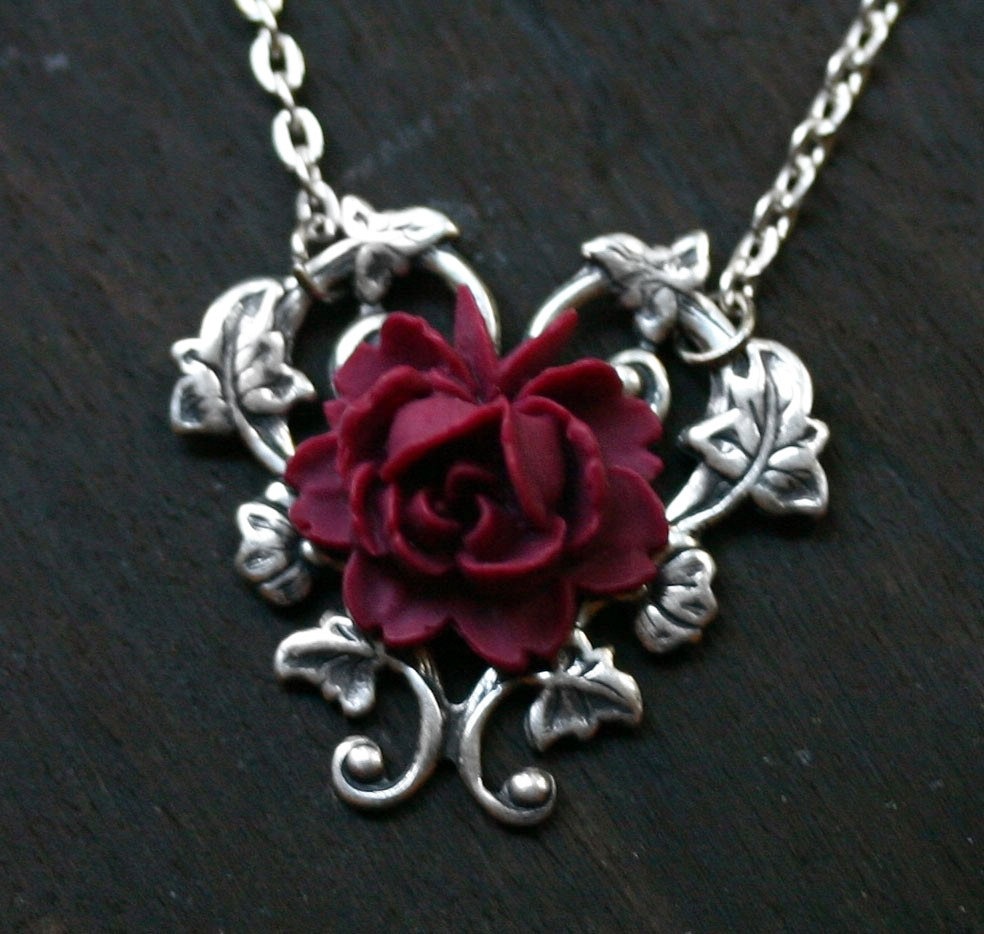 Red Rose Necklace - Alice in Wonderland steampunk buy now online