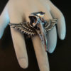 Gothic, SteamPunk, As The CROW SKULL FLYS, Wing Ring, Silver Ox Quality plate steampunk buy now online