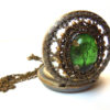 Emerald Bewitched -- Wearable Art Pocket watch necklace-Valentine's Gift steampunk buy now online