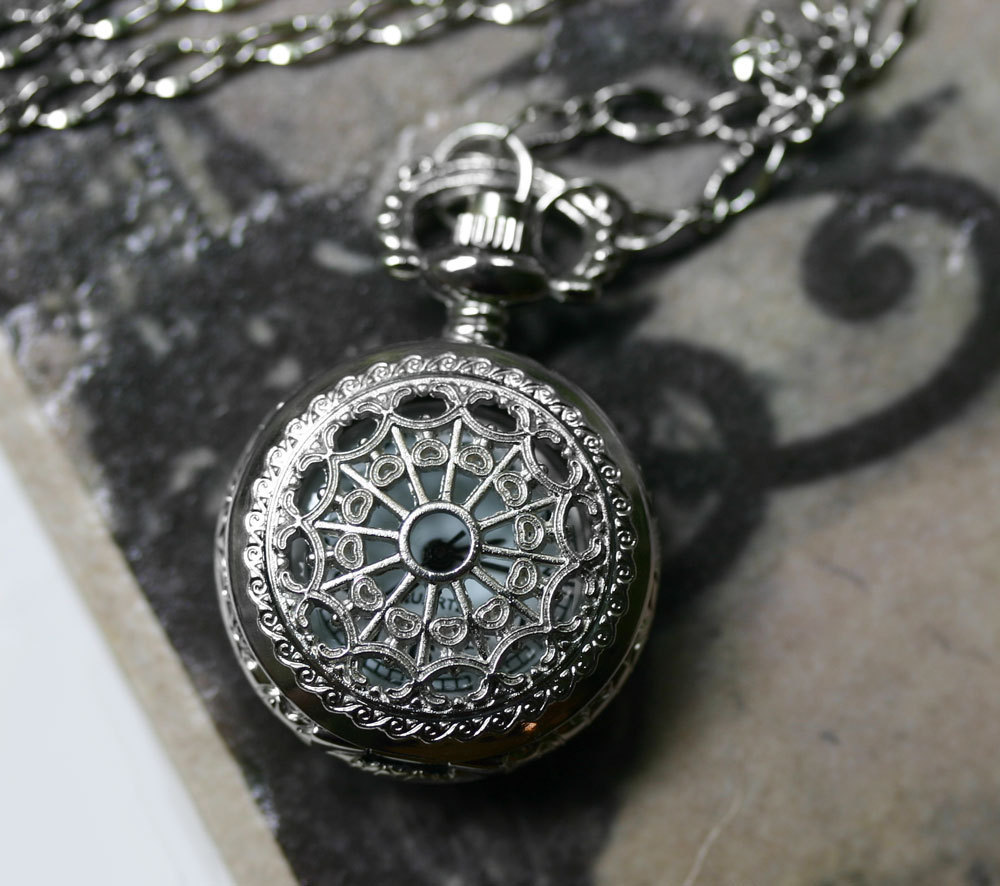 Steampunk Pocket Watch Necklace - Silver Mini-Maritime steampunk buy now online