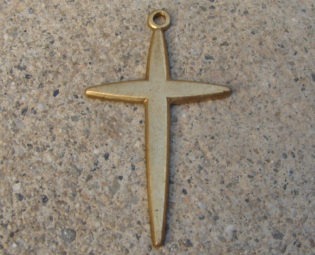 Medium Vintage Brass Cross Pendant. 1-1/2 Inch. steampunk buy now online
