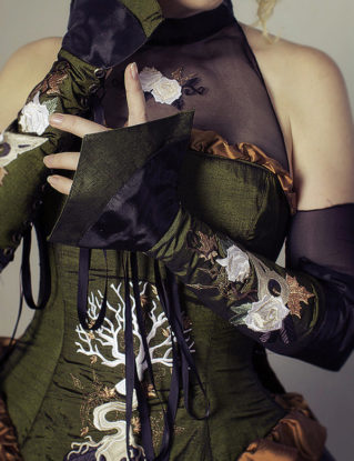 Steampunk Accessory Gauntlets - Arm Corset with Embroidered Detail - Pirate Renaissance- Custom to Order steampunk buy now online