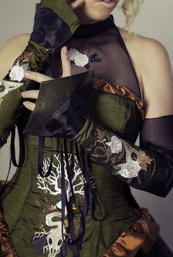 Steampunk Accessory Gauntlets - Arm Corset with Embroidered Detail - Pirate Renaissance- Custom to Order steampunk buy now online