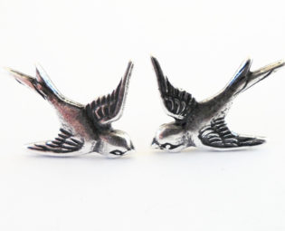 Steampunk Sparrow Earrings- Sterling Silver Ox Finish- Surgical Steel or Titanium Post Earrings steampunk buy now online