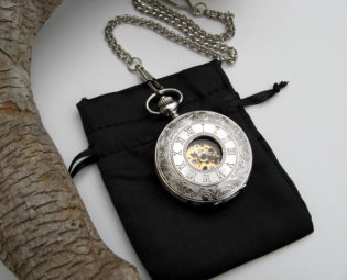 Pocket Watch Silver Engraved Roman, Mechanical Pocket Watch includes Watch Chain - Groomsmen Gift - Men - Steampunk - Watch - Item MPW155 steampunk buy now online