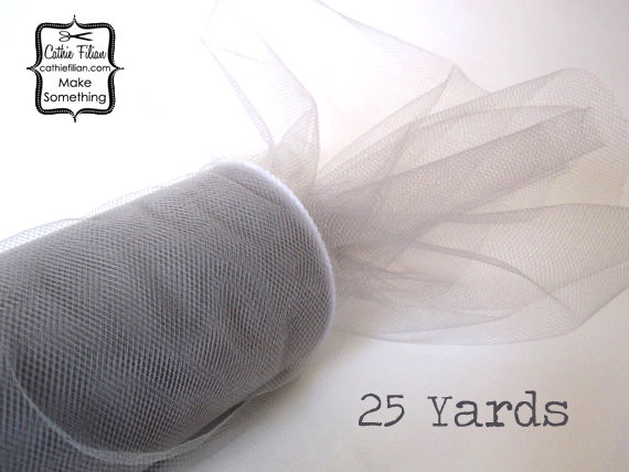 Silver Grey Tulle - 25 Yards - 6" - favors, streamers, pom-poms, tutus, weddings, showers, party decoration, bows steampunk buy now online