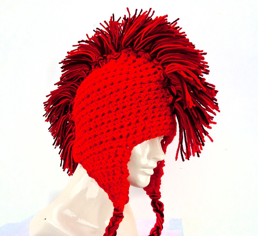 Red Mohawk Ear Flap Hat steampunk buy now online