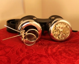 Steampunk BORG goggles with magnifiers black and silver steampunk buy now online