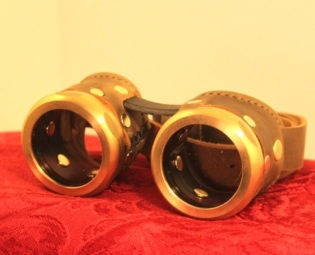 Steampunk Goggles standard brass and brown leather build with choice of lenses steampunk buy now online