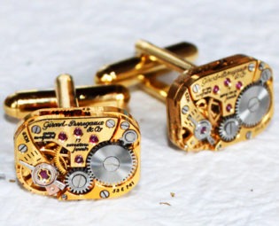 GIRARD PERREGAUX Steampunk Cufflinks - RARE Luxury Swiss Gold Vintage Watch Movement - Matching Men Steampunk Cufflinks / Cuff Links Gift steampunk buy now online