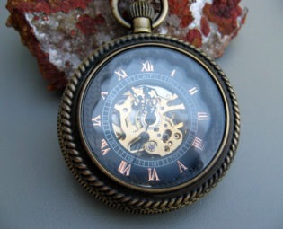 Antique Bronze Mechanical Pocket Watch - Pocket Watch Chain - Glass Magnifying Cover - Steampunk Victorian Era - Groomsmen - Item MPW110 steampunk buy now online