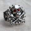 Goth Skull Ring Gothic Jewelry Silver Ring Red Crystal Mens Womens Adjustable Ring Open Back steampunk buy now online