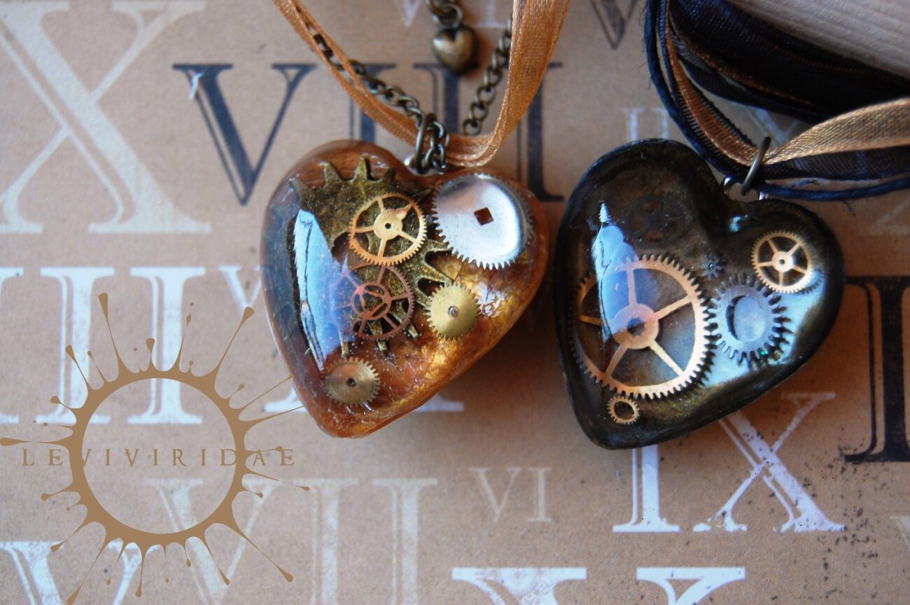 Steam Punk Clockwork Super Heart Necklace with Ribbon steampunk buy now online