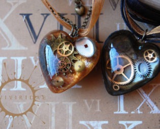 Steam Punk Clockwork Super Heart Necklace with Ribbon steampunk buy now online