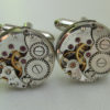 Steampunk Cufflinks with the smallest round vintage watch movements. Vintage upcycled mens Cuff Links, Gift under 30 Dollars steampunk buy now online