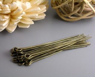 EYEPIN-AB-50MM - 50 Antique Bronze Eyepins, 21 guage...50mm (2 inches) steampunk buy now online