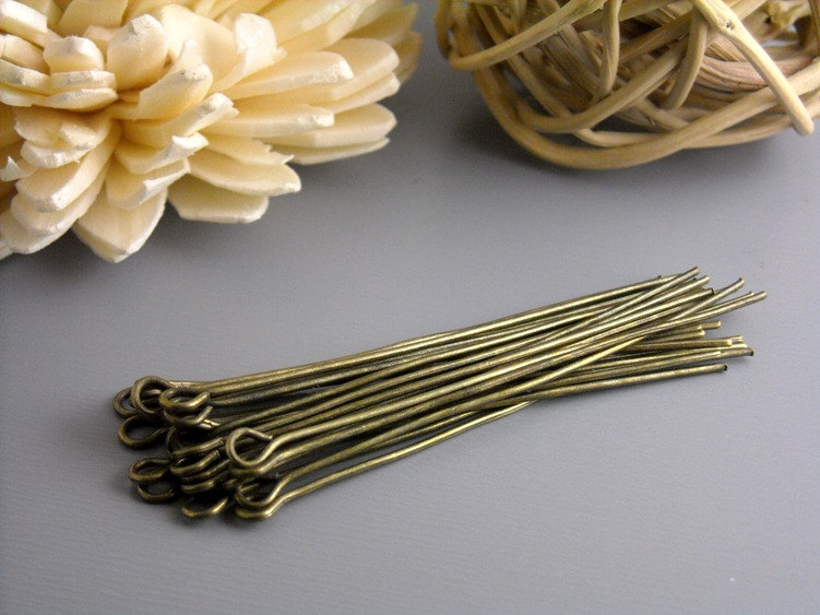 EYEPIN-AB-50MM - 50 Antique Bronze Eyepins, 21 guage...50mm (2 inches) steampunk buy now online