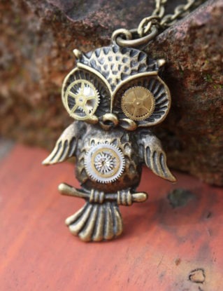 Mechanical Steampunk Cogular Owl Necklace steampunk buy now online