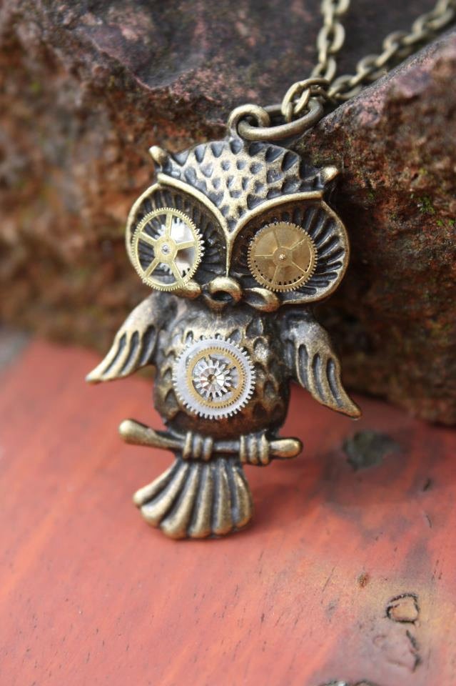 Mechanical Steampunk Cogular Owl Necklace steampunk buy now online