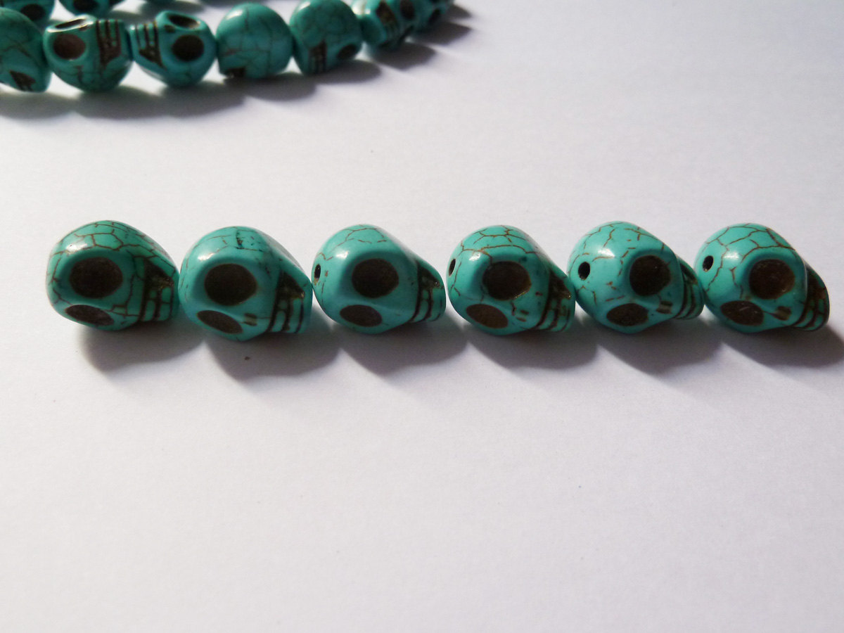 CLEARANCE - Turquoise Skull Beads Out of Dyed Howlite steampunk buy now online