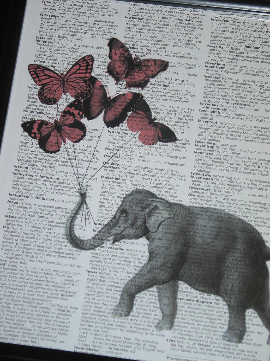 BOGO SALE Elephant Butterfly Print Elephant With Pink Butterfly Balloons Dictionary Art Dictionary Prints HHP Original Concept and Design steampunk buy now online