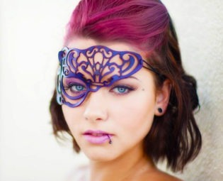 SALE!! Vixen half mask in purple leather steampunk buy now online